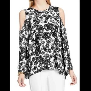 Print cold shoulder blouse